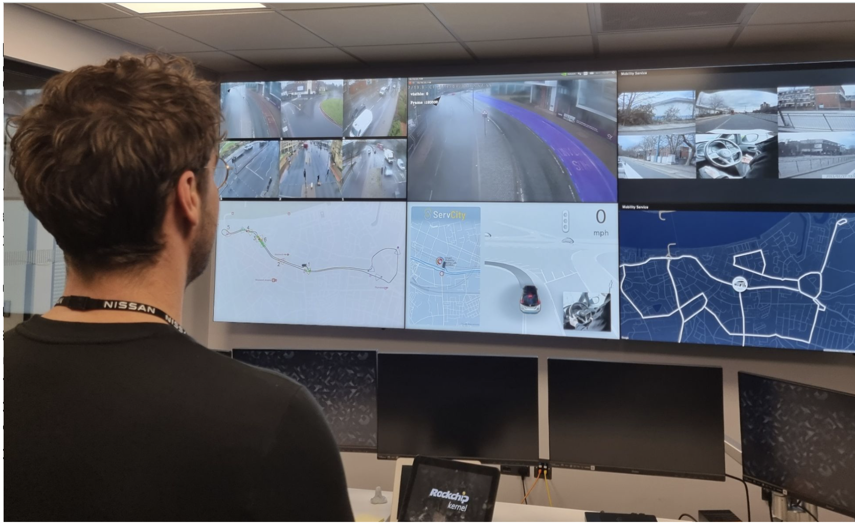 The control panel at Nissan/ServCity Autonomous Drive HQ in Greenwich, London